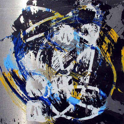 Jorge Enrique, Metallica 1204, Mixed media on aluminium 30x30x4cm / 12x12x1.5in.