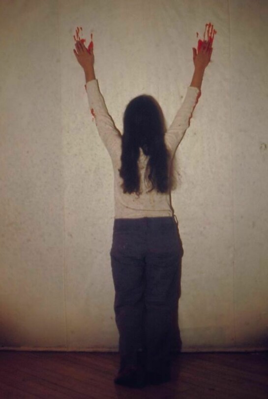 Ana Mendieta, Untitled (Body Tracks), 1974, Suite of six lifetime colour photographs, 20.4 x 25.5 cm each, Collection Carlos De La Cruz, © The Estate of Ana Mendieta Collection, Courtesy Galerie Lelong, New York