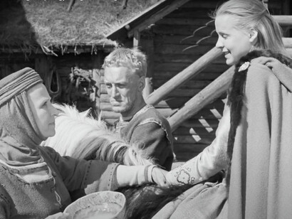 The haunting score in The Virgin Spring by Erik Nordgren perfectly complements the film's grim narrative and somber tone