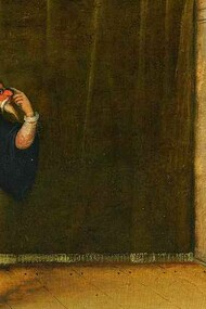 Flemish painting of I Gelosi theatre company, one of the most famous Commedia dell'arte troupes, late 16th-century. In this section of the painting, we can see Pantalone and Brighella.