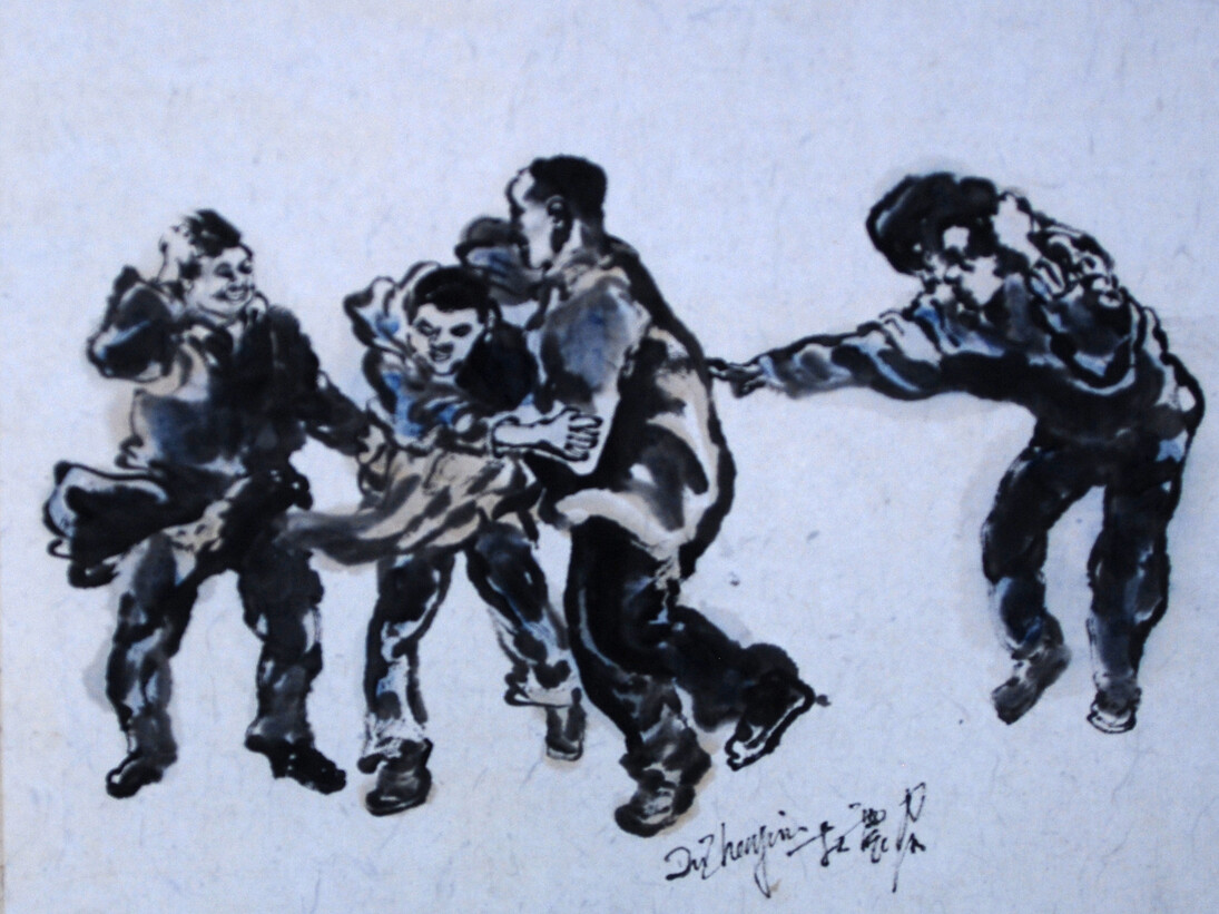 Du Zhenjun (b.1961), Sketch of Wind—4 figures, 2010, Ink on paper, 40 x 40 cm (15 3/4 x 15 3/4 in.)