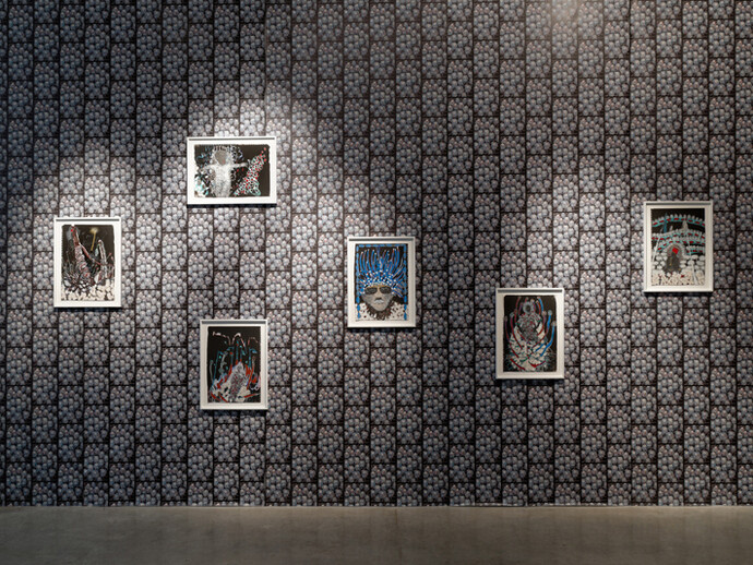 Vue de l'exposition, Omar Ba. Den 