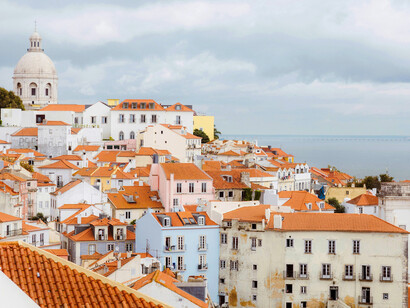 Scenic overlook of the Alfama district in Lisbon, Portugal