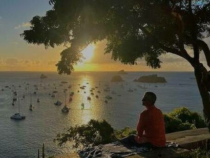 Admiring the sunset in St Barts at Villa Marie