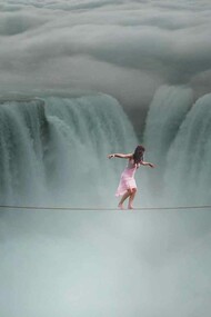 The act of balancing on a tightrope in order to effect change in one of its alterations