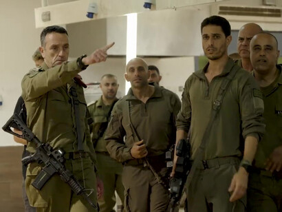 Herzi Halevi (left) visits the military base targeted by Hezbollah in October, 2024