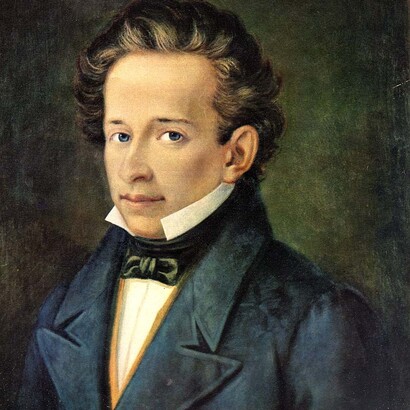 Giacomo Leopardi, ritratto di A.Ferrazzi, 1897, casa Leopardi, Recanati, Italia