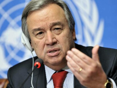UN Secretary-General Antonio Guterres answering questions being posed by the delegates