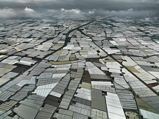 Edwaed Burtynsky, Greenhouses, Almira Peninsula, Spain, 2010 © Edward Burtynsky, courtesy of Flowers London