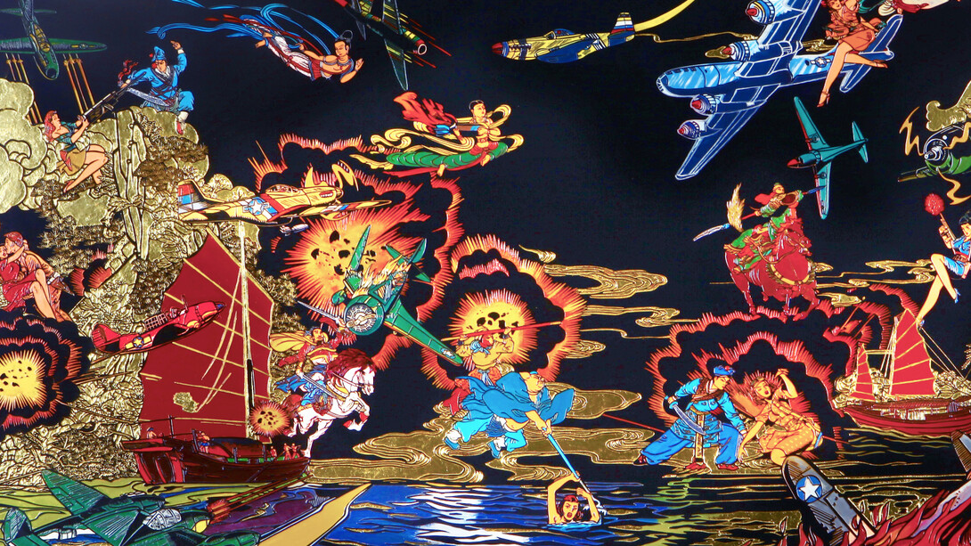 Jacky Tsai, Culture Clash (detail), 2015, 120 x 180 cm, courtesy of Jacky Tsai and The Fine Art Society 