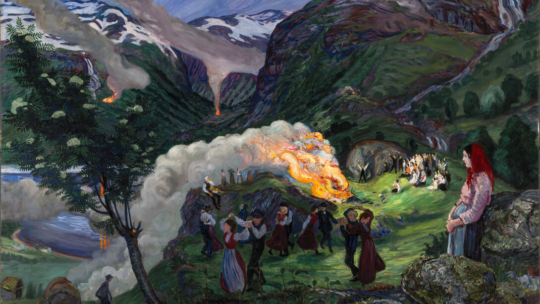 Nikolai Astrup, Midsummer Eve Bonfire, Before 1915, Oil on canvas, 136 x 196 cm, The Savings Bank Foundation DNB/The Astrup Collection/KODE Art Museums of Bergen. Photo © Dag Fosse/KODE