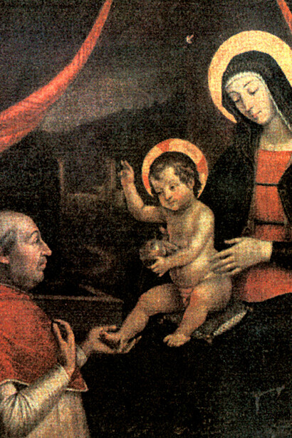 Il Bambin Gesù delle mani, copia antica del Pinturicchio a opera di Pietro Facchetti, XVI sec., (dettaglio)