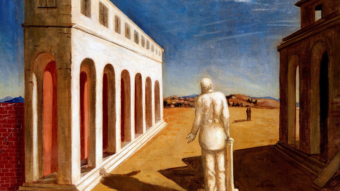 Giorgio de Chirico, Piazza d'Italia (Souvenir d'Italie), 1924-25, olio su tela, MART di Trento e Rovereto, Collezione L.F. © Archivio Fotografico e Mediateca MART © Fondazione Giorgio e Isa de Chirico, Roma
