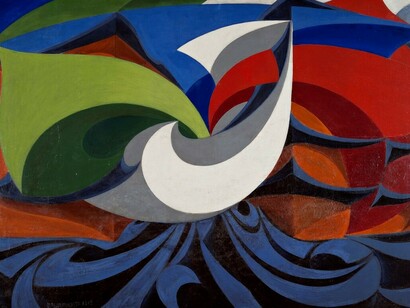 Giacomo Balla, Forme Grido Viva l'Italia, 1915, Olio su tela, 134 x 187 cm, Galleria Nazionale d'Arte Moderna e Contemporanea
Roma, Italia © Giacomo Balla, by SIAE 2019
