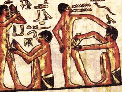 Representación del uso del preservativo en el Antiguo Egipto