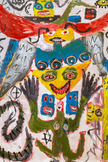 Rob Ober, Sketchbook (detail), 2024, acrylic on canvas, 72 x 60 in. Courtesy of the artist and Shrine Gallery