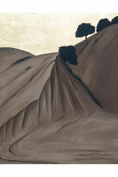 Henrietta Simson, Landscape Without Umilta's Departure, Oil, Metal Leaf and Pigment on Gesso, 60 x 48 cm