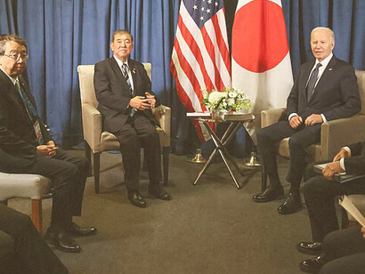 On November 15, commencing at 2:30 p.m.  for approximately 10 minutes, Mr. ISHIBA Shigeru, Prime Minister of Japan, visiting Lima, Peru to attend the APEC Summit Meeting, held a meeting with the Honorable Joseph R. Biden, Jr., President of the United States of America