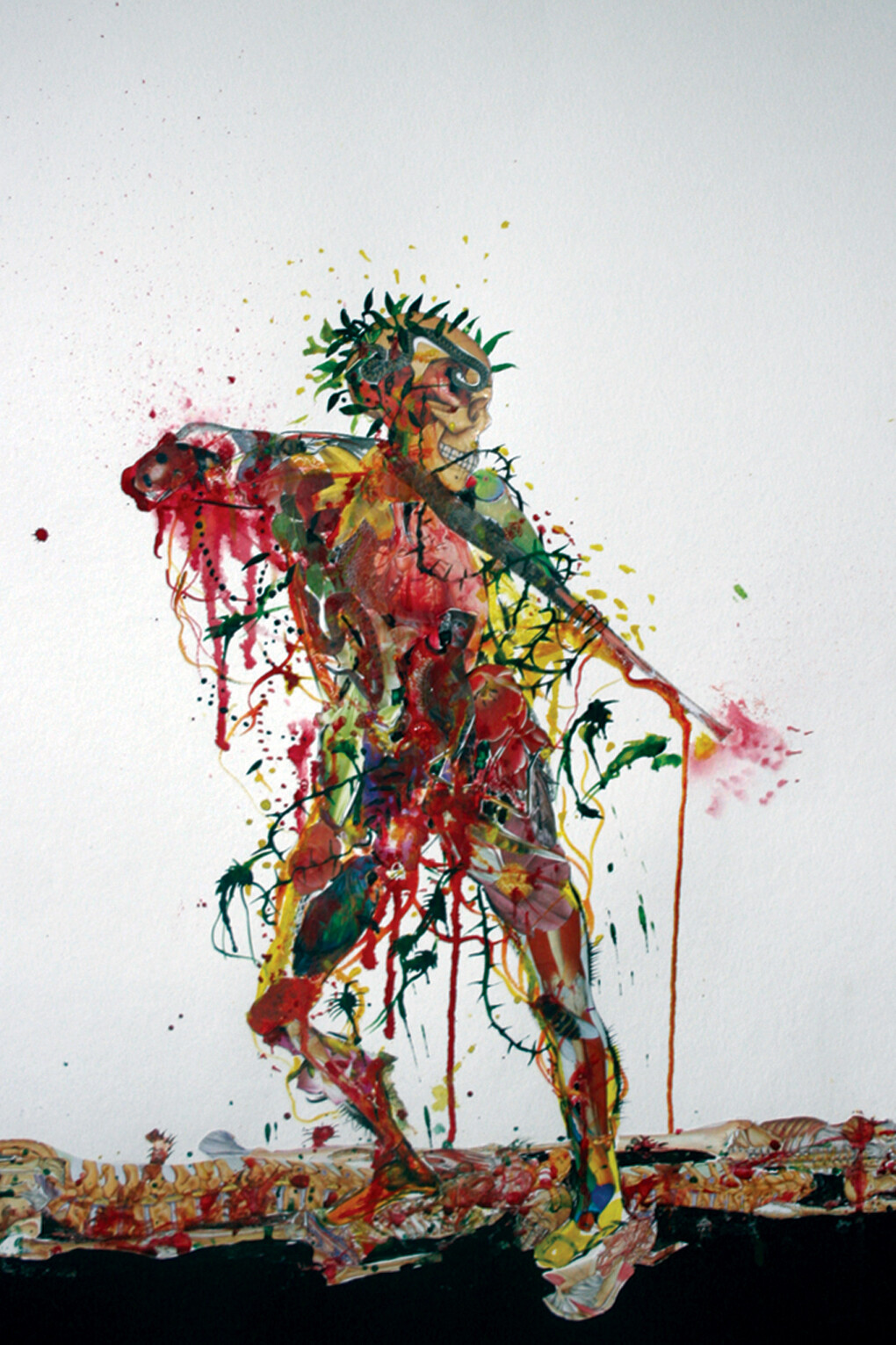 Priyantha Udagedara, The Hunter I (2012) Acrylic and collage on Board. 65 X 50 cm