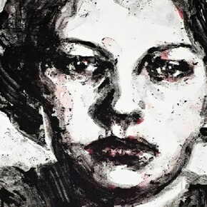 "0-639" - 2013, Mixed media on Fabriano paper, diluted powdered charcoal, gouache, mica flake, pva glue, 46 x 35 inches