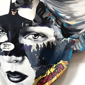 Sandra Chervier, La Cage se Laissant Absorber par une Nuit Re¦üconfortante-Acrylic on hand carved wooden panel, 40x29cm