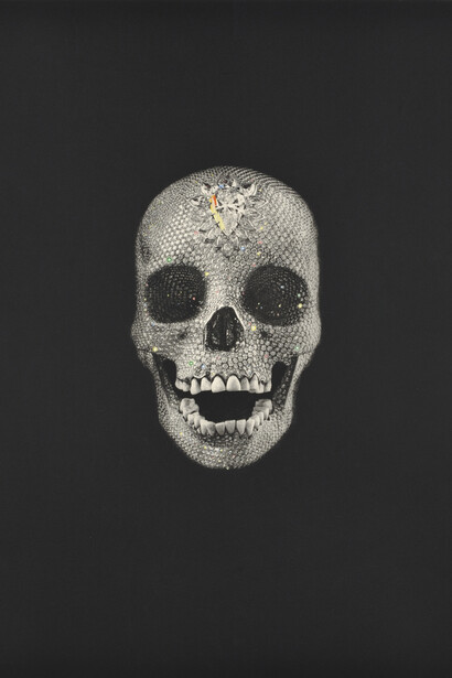 Damien Hirst, Skull (for the love of god), 2011, hand colored photogravure, 59 x 45 cm, Edition of 1000