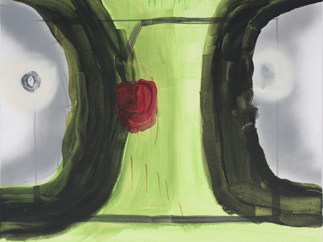Bernard Gaube, Face à face + Pomme, Huile sur toile, 2015, 60 x 74 cm
