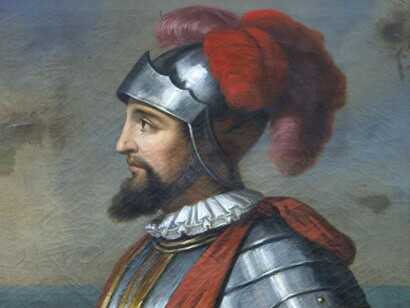 Detalle del retrato de Balboa (anónimo español del siglo XIX) que se encuentra en el Museo Naval de Madrid
