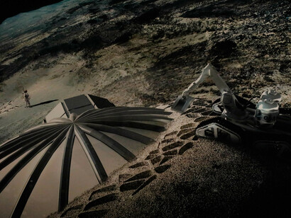 Immagine del futuro Moon Village  ipotizzato dall'Agenzia Spaziale Europea
