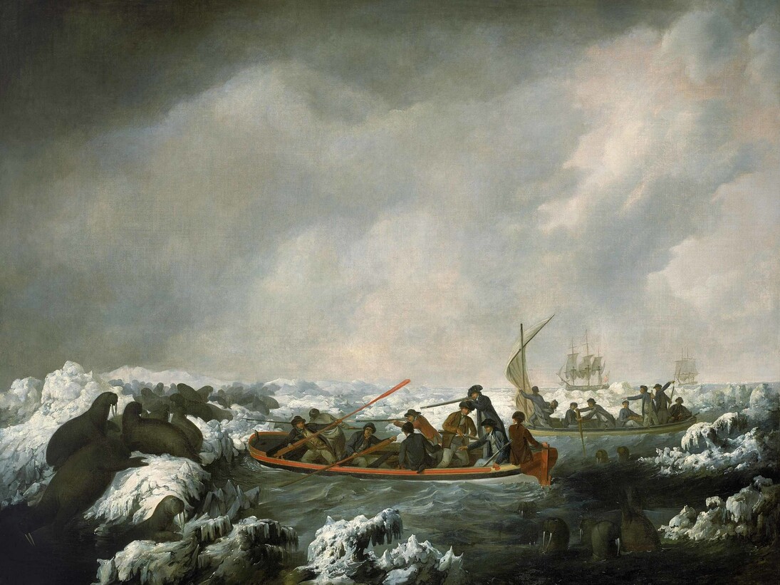 A Party from His Majesty's Ships Resolution and Discovery Shooting Sea-Horses, Latitude 71 North, 1778, 1784, Webber, © National Maritime Museum, London