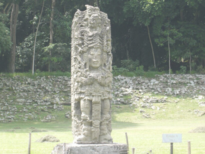 Una delle famose stele di Copán, Honduras
