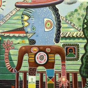 Up the garden path. Works from the garden shed, artwork in exhibition. Courtesy of Olsen Gallery