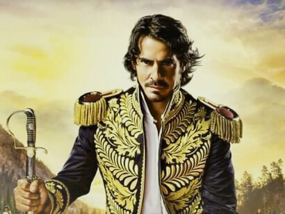 El actor Luis Gerónimo Abreu como Simón Bolívar en la serie de televisión Bolívar