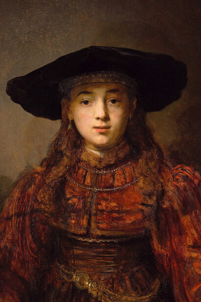 Rembrandt, Ragazza in una cornice, particolare