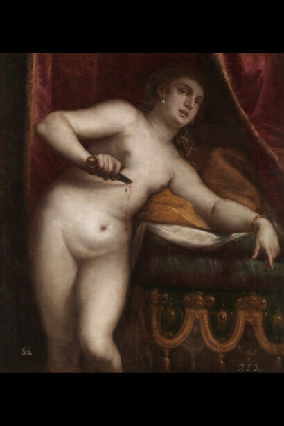 La muerte de Lucrecia
Cambiaso, Luca
Óleo sobre lienzo, 123 x 120 cm.
Último tercio del siglo XVI
Madrid, Museo Nacional del Prado