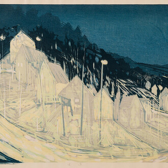 Yuichi Kashima, Slope Way, 2014. Woodblock Print, 12 x 17.5 inches (30.5 × 44.5 cm), Edition 6 of 7. Courtesy of Seizan Gallery