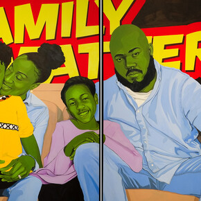 Clarence Heyward, Family Matters, acrylic on canvas, 72x120 inches unframed. Courtesy the artist and Turner Carroll Gallery