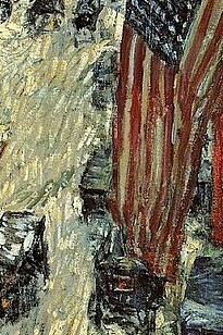 Childe Hassam, "Banderas en la calle 57", 1918