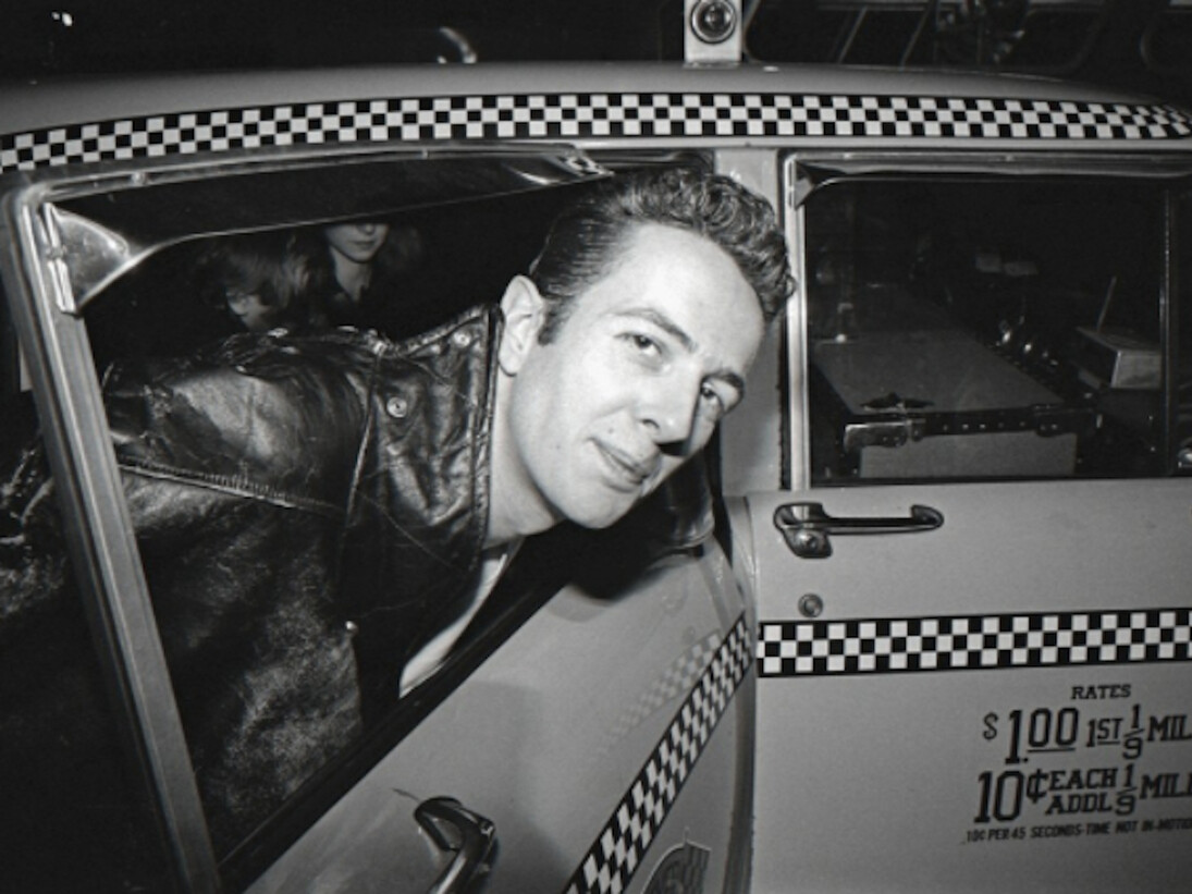 Allan Tannenbaum, The Clash arrive at JFK - Joe Strummer getting into a taxi, 1981. Courtesy of Madelyn Jordon Fine Art