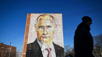 Mural en honor a Vladímir Putin en Moscú, Rusia