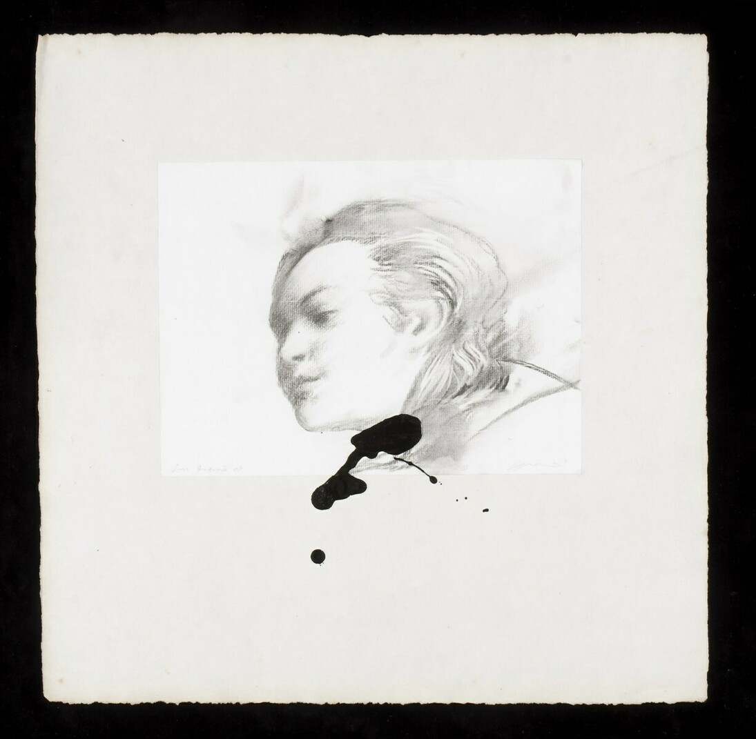 Omar Galliani, Le tue macchie nei miei occhi, 2008, carboncino su carta intelata e  smalto nero, cm. 52x52 cm
Opere pubblicate nel libro Ruggero Manzoni, Nel vortice delle acque superiori, Raffaelli Editore, Rimini, 2015

