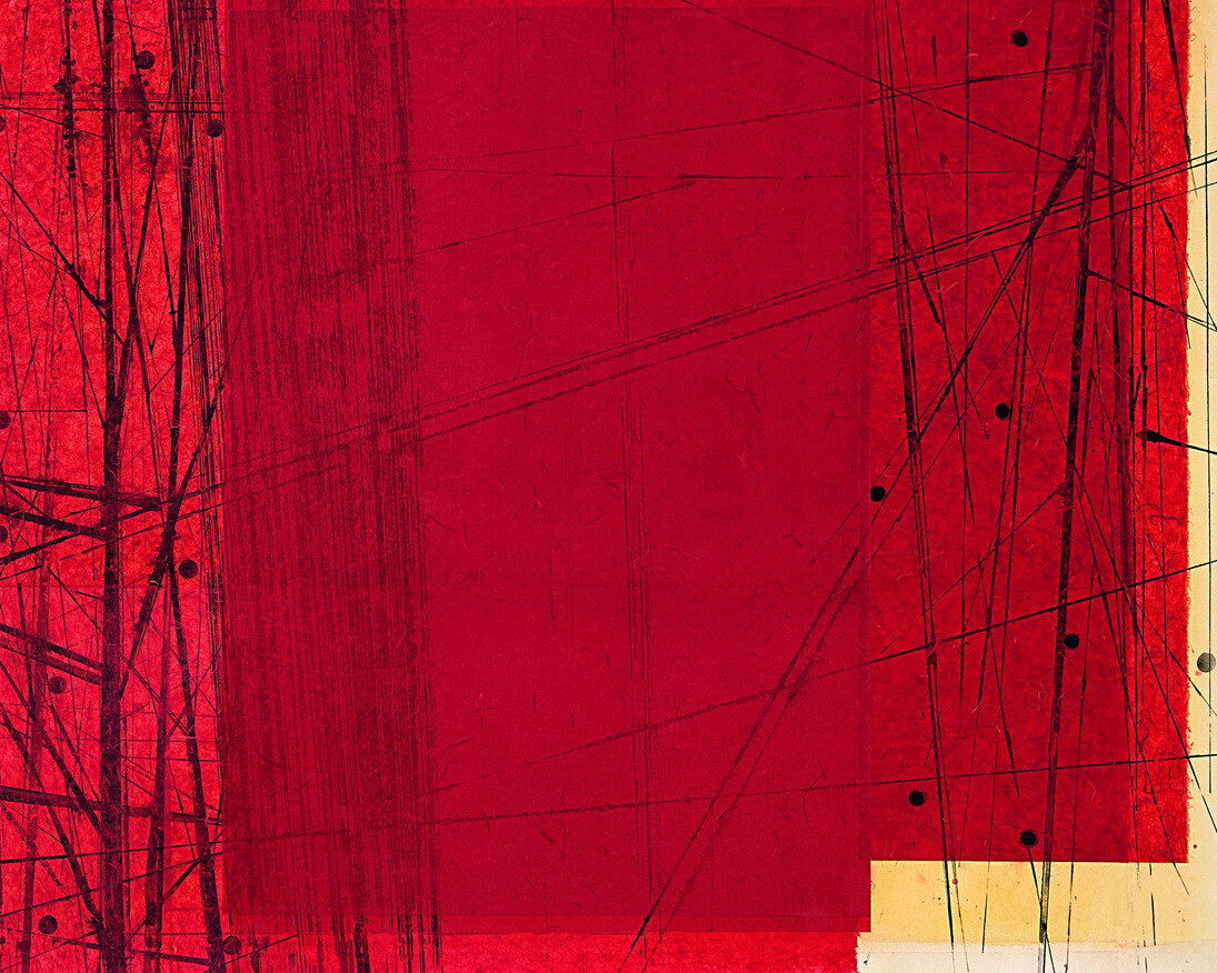 Franco Marrocco, Eco del bosco, 2016, tecnica mista su carta, cm. 109x140