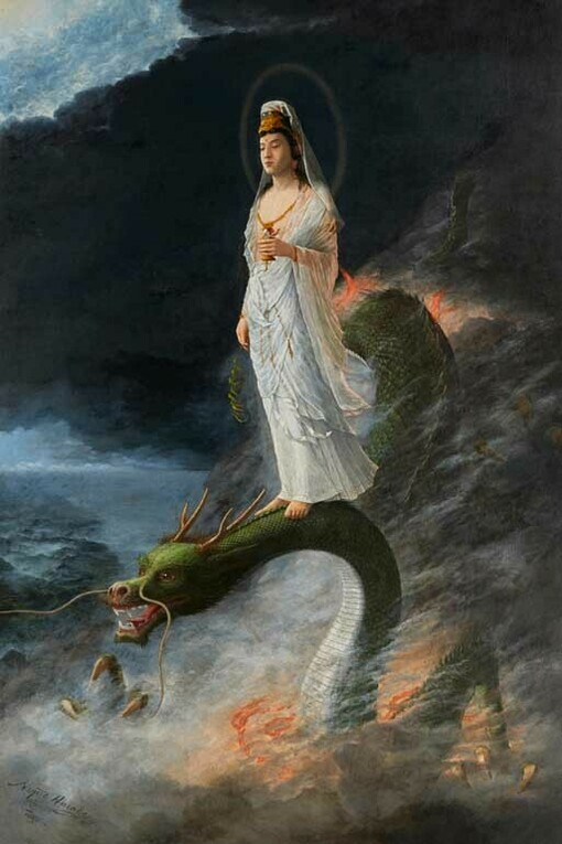 Harada Naojiro, Kannon Bodhisattva riding the dragon (detail), 1890. Courtesy of the National Museum of Modern Art