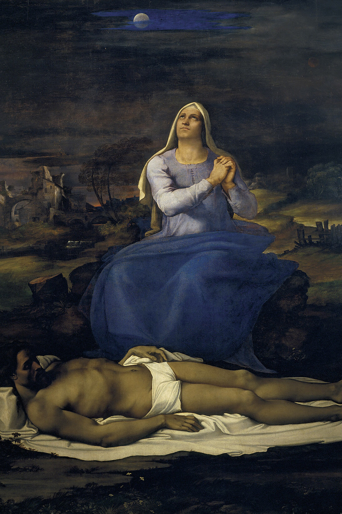Lamentation over the Dead Christ (Pietà)
Sebastiano del Piombo, after partial designs by Michelangelo, about 1512-16, Oil on poplar 248 × 190 cm. Courtesy of Museo Civico, Viterbo