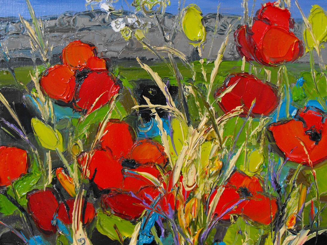 Poppies and Cow Parsley in Fields by the Sea by Judith Bridgland