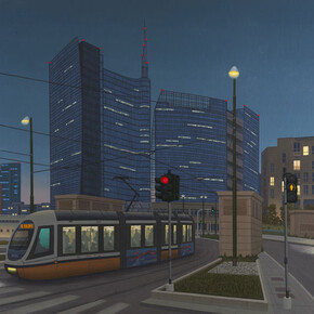 Aldo Damioli, Milano, 2015, acrilici su tela, 80 x 120 cm