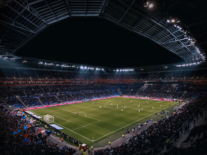 Vista panorámica de un estadio de fútbol