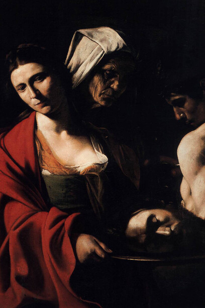 Caravaggio. Salomé con la cabeza de Juan Bautista. 1609. Óleo sobre lienzo. 116 x 140 cm. Palacio de Oriente, Madrid