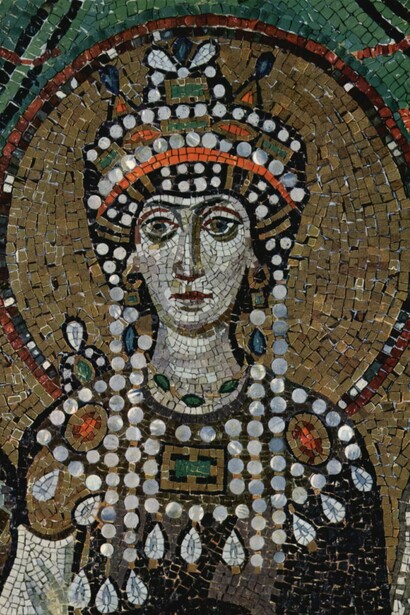 San Vitale da Ravenna, Teodora, particolare, mosaico, 547 circa