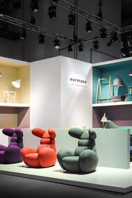 Normann Copenhagen design furniture displayed in an exhibition
